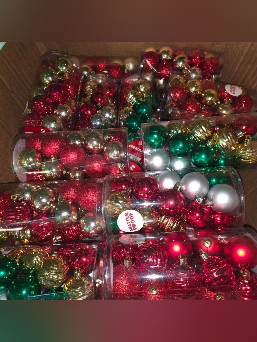 Christmas ornaments! NEW!! Never opened. Multi-colored. Shatter proof!